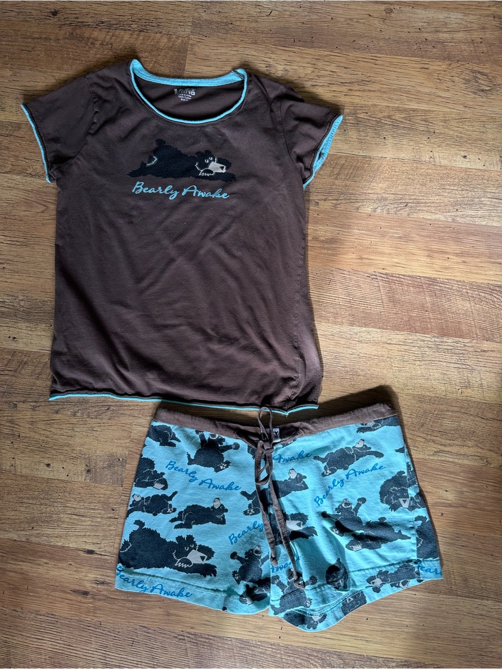 Lazy One “Bearly Awake” Junior Pajama Set – Size Medium